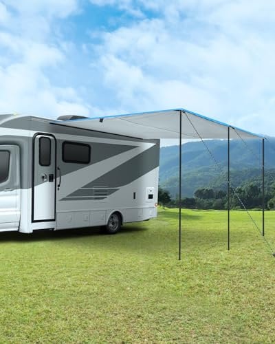 SUPAREE Toldos para Caravana Toldo Furgoneta Impermeable Toldo Camper Lateral con 3 Ribete Protección UV 210D Oxford Impermeable Exterior para RV Van Camping 3,5 x 2,4m