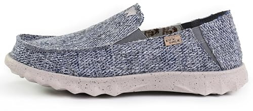 Kickback Couch Classic Men’s Canvas Slip On Loafers – Lightweight Casual Summer, Travel & Beach Shoes with Anti-Slip Sole - Relaxed Comfortable Fit for All Day Comfort - Blue Grey, UK 9