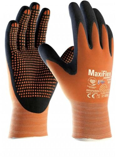 ATG MaxiFlex Work Gloves Endurance Micro-Dot Palm Orange (3, M)