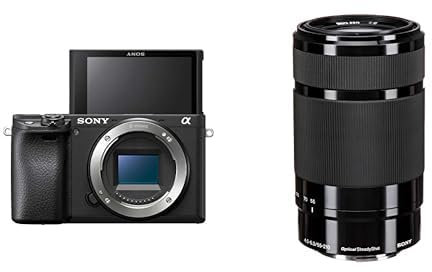 Sony Alpha 6400 APS-C Spiegellose Kamera (Schneller 0,02s Autofokus mit Augenerkennung für Mensch und Tier, 4K-Video und neigbares Display für Vlogging) + SEL55210