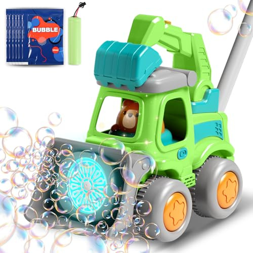 Bubble Machine for Kids,Mini Truck Bubble Lawn Mower for Toddlers 1-3, for Boys,Girls,Lawn Games,Garden,Outdoor Summer Play,Push/Handle Toys,2026 Bubbles Mower Blower Party Favors(Green)