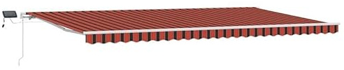 Toldo retráctil de tela, 600 x 350 cm, color naranja y marrón, protección solar perfecta para terraza y jardín