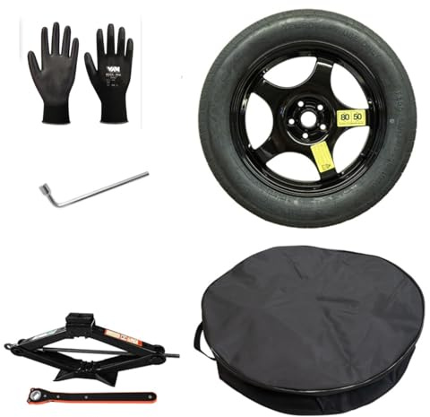 Kit Roue de secours Galette 19 compatible avec Peugeot 3008 5008 hybride (2024>) avec Cric, Clé, Boulons, Gants et Sac