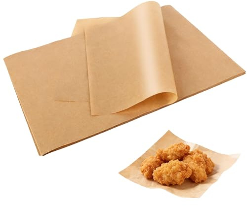 LONGERSIZHAN 100Stück Backpapier ungebleicht, backpapier zuschnitte 20x30cm | Ungebleichtes Pergamentpapier antihaft. Ideal zum Backen, Kochen, Grillen und Frittieren.