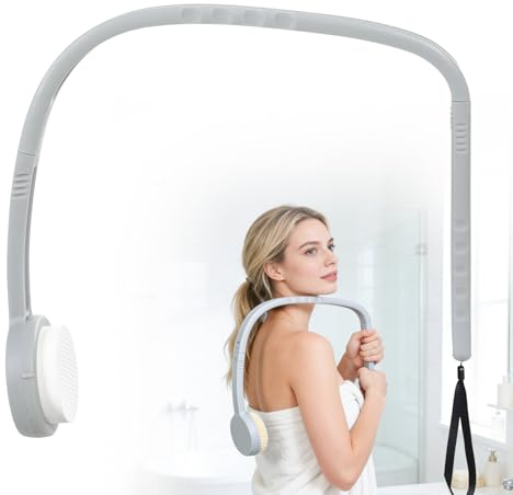 Rückenbürste langer Stiel – Ergonomische Dusch- & Eincremehilfe für den Rücken | 2 Formen (gebogen/gerade) | Inkl. Massage-Schwamm | Ideal für Senioren