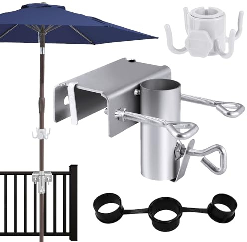 DIANLIANG Ombrellone da Balcone Ringhiera Supporto per Ombrellone da Balcone con Gancio Supporto in Metallo per Porta Ombrellone