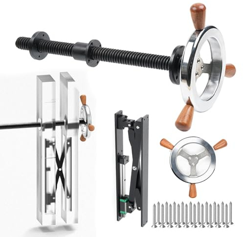 Workbench Screw Leg Vise, Woodworking Table Inertia Leg Clamp with Parallel X-Bracket & Handwheel, Stainless Steel Screws, Secure Workbench Table Clamping Tool Set for Woodworking Table(Silver)