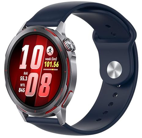 Wigento Silikon Armband für Huawei Watch GT Runner 2, verstellbar, ergonomisch, weich und komfortabel, passgenaues Uhrenarmband (Dunkelblau)