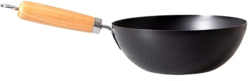 Serenophile Unbeschichteter Schmiedeeiserner Wok, 20 cm, japanischer Stil, für Mini-Bratpfanne für Induktion, Gas, Elektroherde, Einzelportionskochtopf
