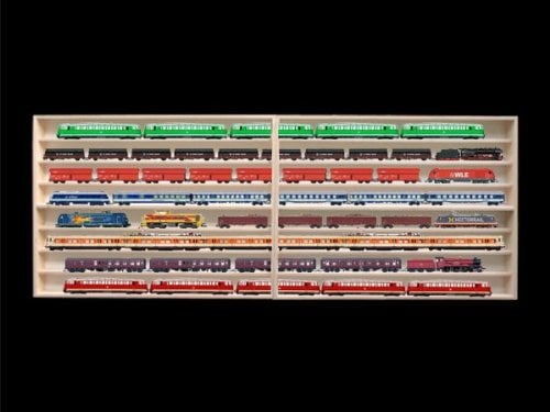 Alsino Größe: 2 Meter 8Fach HO Vitrine für Märklin, Regal mit Nuten für Spur H0 2E43ALR Sammlervitrine