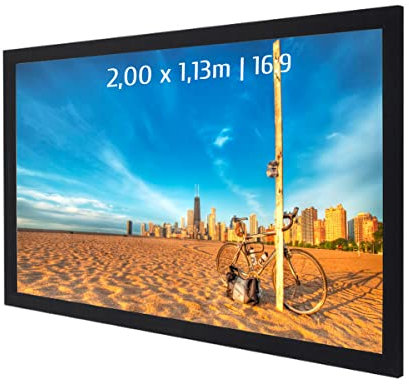 KIMEX - Ecran de Projection - sur Cadre Fixe - 2,00 x 1,13 m - Format 16:9-044-3012