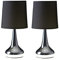 MiniSun | Modern Chrome Teardrop Touch Table Lamps with Black Fabric Shades | Table Lamps, Home Décor & Improvement Essential | Set of 2