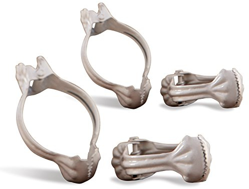 Loberon Raffhalter 4er Set Clip, romantischer Look, liebevoll ausgearbeitete Muschel-Ornamentik, zum Drapieren & Raffen von Gardinen, Gardinenzubehör, Eisen, antikweiß