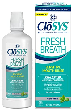 CloSYS Pre-Flavored Mouthwash, Alcohol Free, Mild Mint, 32 Ounce by CloSYS