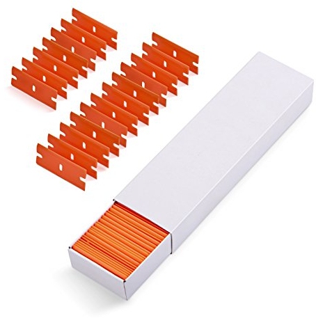 EHDIS 100 Stück Kunststoff klingen, Schaber klingen 1,5 Zoll, Ersatzklinge für Kunststoff Schaber, Glasschaber, Orange