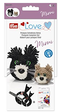 Prym 624201 Love Pompon Schablone Katze Mimi, Weiß