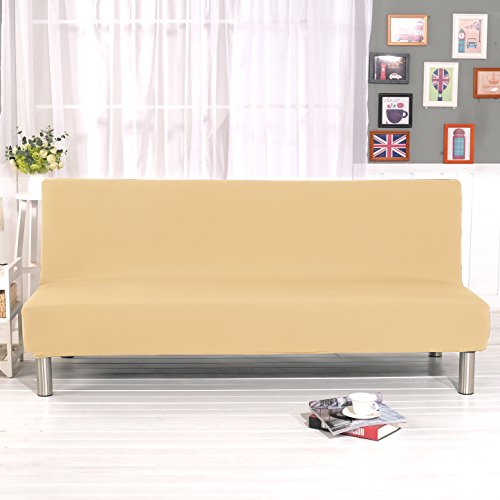 ele ELEOPTION Elastisch Sofa Überwurf Sofahusse Sofabezug für Schlafsofa Klappsofa faltbar Sofabett ohne armlehne Sessel und die Couch (Beige)