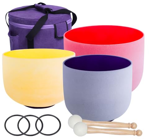 ENERGYSOUN 432 Hz farbig gefrostet 12 C 10 E 7 Ein Chakra-Quarz-Kristall-Klangschalen-Set