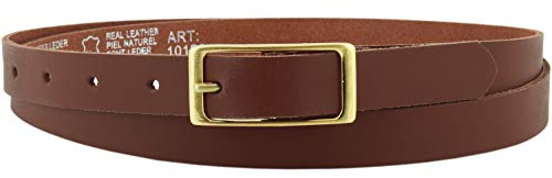 Ledergürtel echt Leder Damengürtel GOLD Schnalle 2 cm breit Hüftgürtel Jeansgürtel Damen Gürtel Casual Jeans schmal business | Vascavi | Made in Germany (95 cm Gesamtlänge 110 cm, Hellbraun)