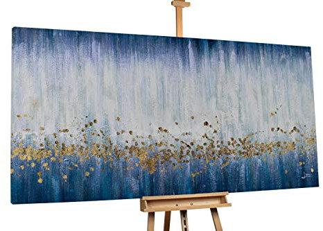 KunstLoft® XXL Gemälde 'Das Nachterwachen' 200x100cm | original handgemalte Bilder | Abstrakt Verlauf Grau Blau | Leinwand-Bild Ölgemälde einteilig groß | Modernes Kunst Ölbild