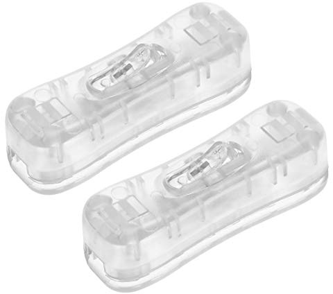 sourcing map Inline Cord Switch AC 250V 2A SPST Feed-Through Rocker Switch for Bedroom Table Lamp Desk Light, Clear (Pack of 2)