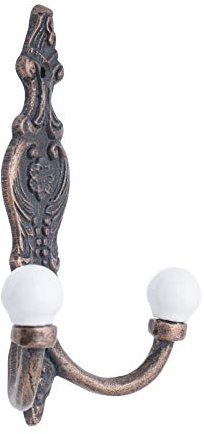 Knober Gancio appendiabiti vintage bianco sfere in ceramica | effetto bronzo antico | gancio in ceramica | gancio in ceramica da parete