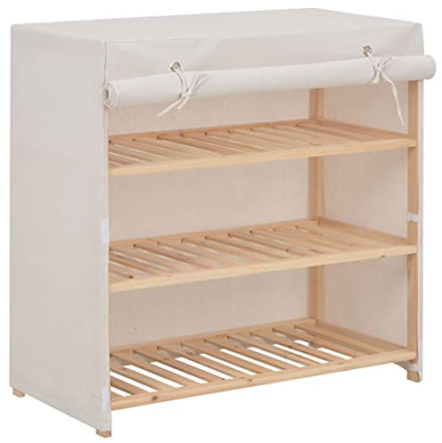 vidaXL White Fabric Shoe Cabinet with Cover - Compact, Dust-Free, Lightweight Footwear Storage Organiser