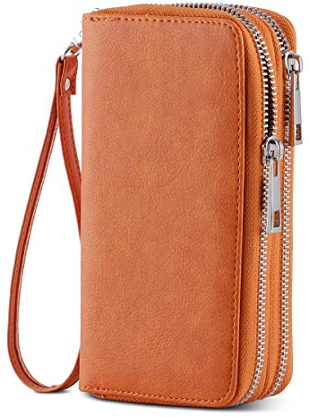 HAWEE Longue Clutches Portefeuille Femme Porte-Monnaie à Glissière Portefeuille de Téléphone Portable Sac de Poignet Femme avec Fentes de Cartes Multiples pour Coin Trésorerie Facture