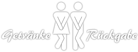 WC Aufkleber Getränke-Rückgabe I Frau und Mann Symbol mit Text I Unisex Tür-Aufkleber Wand-Sticker für Toilette und Gäste-WC (Weiß) I dv714