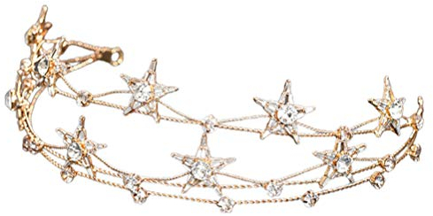 Beaupretty Stern Kopfkette Haarkette Schmuck Kopfschmuck Strass Stern Stirnband Braut Kopfbedeckungen für Hochzeit Geburtstag Party Gold