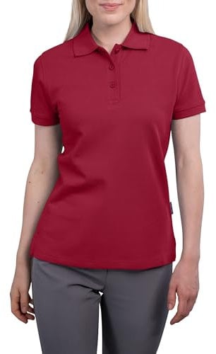 HRM Premium Damen Heavy Polo - Bordeaux, Gr. M - 100% Baumwolle Polohemd Bis 60°C Waschbar - Hochwertiges & Nachhaltiges Oberteil - Workwear