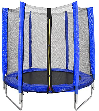 The Fellie 4.5ft/5ft Trampolines Children's Trampoline with Safety Enclosure Net Outdoor Garden Jumping Mat for Kids (Style B-5ft Blue)