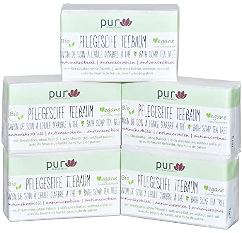 5er-Pack Pflegeseife Teebaum mit 5 x 100 g bio Sheabutter-Naturseife
