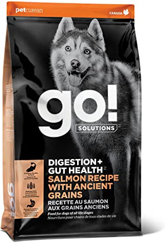Go! Solutions Digestion + Gut Health Salmon Dry Dog Food, Premium Chicken-Free Kibble for Gastrointestinal & Digestive Wellness, Supports Sensitive Stomachs, for Puppies, Adults & Seniors, 3.5 lb Bag