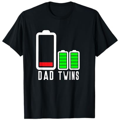 Low Battery 2 Two Kid New Dad Daddy Fathers Day Twins Child T-Shirt