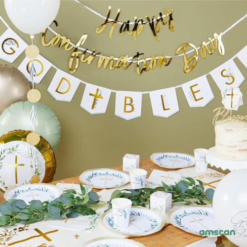 amscan 9915639 Wimpelbanner mit Botanischer Feier, Dekoration, Gold