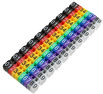 C-Type Marker MEETOOT 1Set 6SQMM Colourful Number Tag Label for 6-10mm Wire, 0-9 Cable Markers for RJ45 Cat6 and Cat5E Cables, RG TV Cables, KN-60