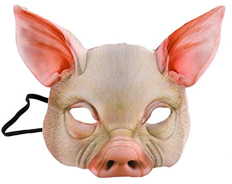 Unisexe Masque d'Halloween Horrible Demi-Masque de Cochon Animal Drôle Masque Visage Tête de Cochon Réaliste Masque de Mascarade Cosplay Accessoires d'Halloween Costume Carnaval Déguisement
