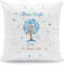 GRAVURZEILE Kissen mit Motiv - Lebensbaum Design - Geschenk zur Taufe - Personalisiert mit Name & Datum - Baby Geschenk für Jungen & Mädchen - Größe mit Füllung, Farbe Blau
