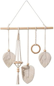 LICHENGTAI Wandteppich Makramee Wandbehang Böhmische Wandteppich Blatt Feder Wanddeko Böhmische Schicke Gewebte Kunst für Schlafzimmer Wohnzimmer Dekoration