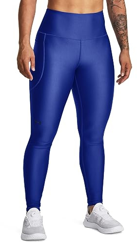 Under Armour HeatGear Armour Damen-Leggings, hoher Rutschfester Bund, Taschen, (400) Team Royal/Schwarz, M