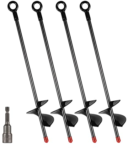 DBREAKS Ancrage au Sol, 4 Pièces Ancres au Sol, 38cm Piquets de Sol, Piquets Acier Robuste piquets, ancrages au Sol très résistants, Sardines d'ancrage pour Trampoline,Terrier, tentes, balançoires