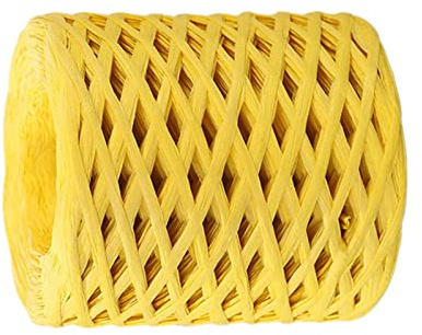 Colcolo 200 m/Rolle Bast-Papierband, Ornament, langlebig, recycelbar, zum Weben, Geschenkverpacken, Häkeln, Floristen, Basteln, Boxen, Verpacken, GELB