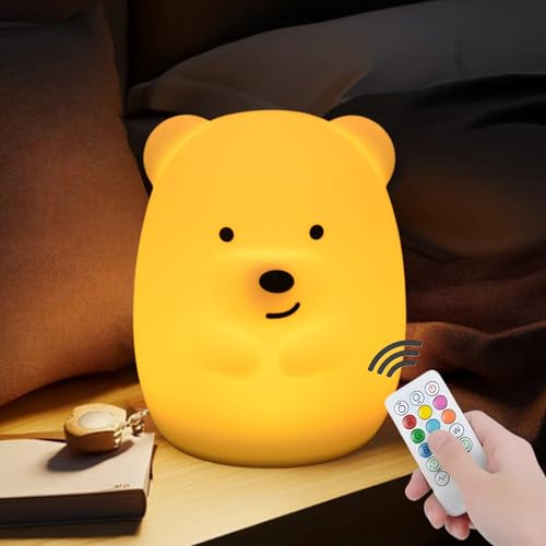 xinjinhju Große Bären-Nachtlichter für Kinder Dekorative LED Lichter wiederaufladbare Tier-Kinder-lampes Mädchen, niedliche kleine Lampen für Schlafzimmer Schreibtisch dekoration – Groß