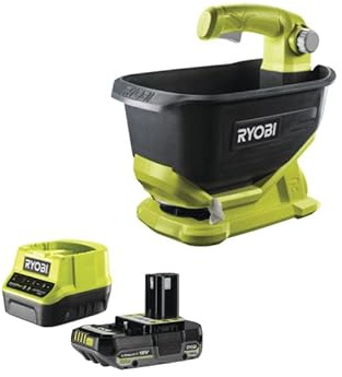 Confezione RYOBI Spargitore manuale OSS1800 - 18V OnePlus - 1 batteria 2.0Ah - 1 caricatore rapido