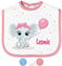 Babylätzchen mit Namen für Mädchen & Jungen – Lätzchen für Baby & Kleinkind personalisiert - mit Klettverschluss – Spucktuch Latz Kinderlätzchen - Geschenk für Kleinkinder (Elefant, Schleife, Rosa)