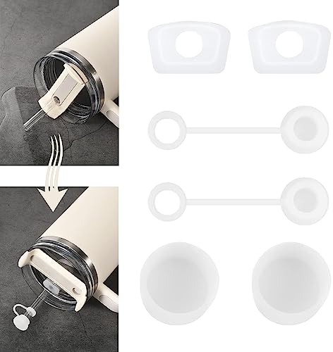 Silikon Stopfen 6er Set, Auslaufsicherer Silikonstopfen für Stanley Cup H2.0 40oz/ 30oz Becher-Zubehör, inklusive 2 Strohhalm-Deckel, 2 quadratische Stöpsel und 2 runde Leckstöpsel (Geeignet für 2.0)