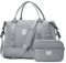 Reisetasche Damen Handgepäck Tasche Sporttasche mit Kulturbeutel Weekender Bag Schwimmtasche Wasserdicht Travel Duffle Bag Fitnesstasche Trainingstasche Krankenhaustasche mit Schuhfach,C9-Grau