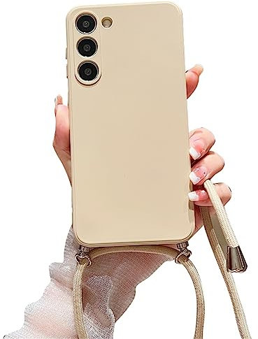 Alihtte Coque pour Samsung Galaxy S21 FE 5G avec Cordon de Collier, Coque Mince Silicone TPU Bumper Etui Housse Cordon Réglable Téléphone Portable Lanyard Case pour Galaxy S21 FE Beige