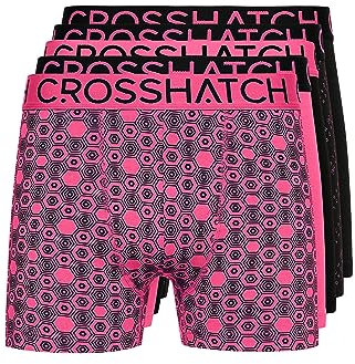 Crosshatch Lot de 5 boxers multicolores pour homme - Coffret cadeau pour vos amis, petit ami ou mari. Les boxers sont disponibles dans les tailles : S, M, L, XL, XXL, Glocomb Rose, L
